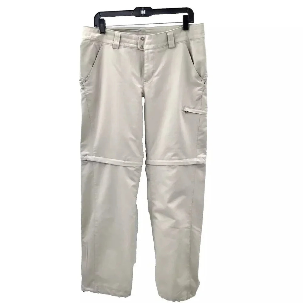 Womens Columbia Titanium Cargo Pants 10 OmniTech Convertible Shorts Khaki Vented